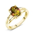 thumbnail image 2 of Gem Stone King 2.00 Ct Oval Mango Mystic Topaz 18K Yellow Gold Plated Silver Solitaire Engagement Ring, 2 of 4