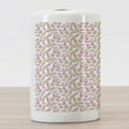 thumbnail image 3 of Cherry Blossom Ceramic Toothbrush Holder, Hand Drawn Cherry Blossom Flowers and Leaves on Tree Branches, Decorative Versatile Countertop for Bathroom, 4.5" X 2.7", Pink Green and Brown, 3 of 4