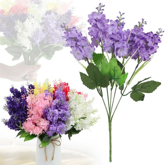 Purple Flowers Artificial Lilac Flowers Fake Flowers Lavender Flowers Artificial for Decoration Fake Lavender Artificial Flower Bouquets Faux Flowers Delphinium Artificial Flowers for Centerpieces A