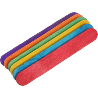 Wooden Craft Sticks, Colored Popsicle Sticks for Crafts, Rainbow 4.5 Inches Jumbo Bulk Pack of 200, by Mandala Crafts