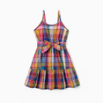 thumbnail image 2 of PatPat Family Matching Sets Preppy Style Solid Color Polo Shirt or Colorful Plaid Ruffle Hem Belted Strap Dress, 2 of 4