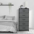 thumbnail image 2 of Fabric Dresser, 5-Drawer Tall Dressers for Bedroom, Storage Dresser Organizer with Fabric Bins, Wood Top, Sturdy Steel Frame, Chest of Drawers for Closet, Hallway,Black/Charcoal, 2 of 10