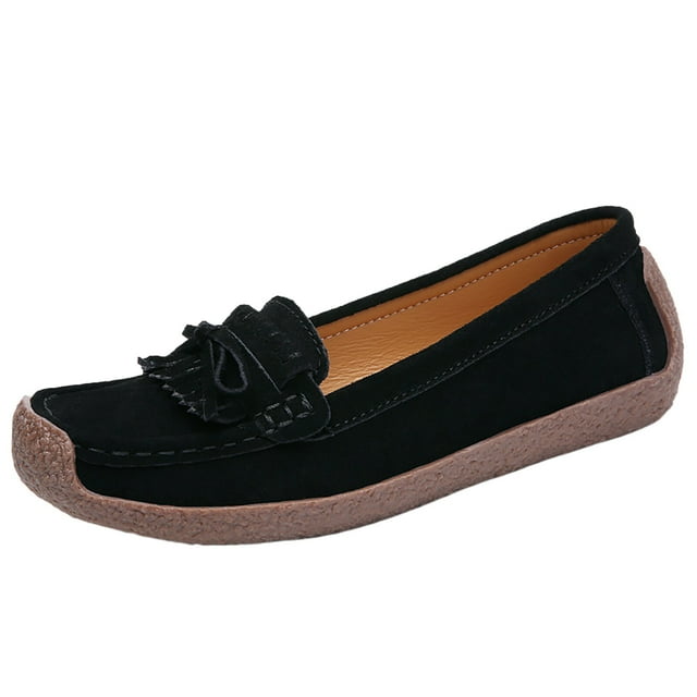 TOWED22 pour Femmes Mocassins Confortables à Bout Pointu en Mousse à Mémoire de Forme (Noir, 9)