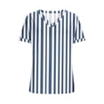 thumbnail image 7 of Craaazy Women's Striped Print V-Neck Casual Short Sleeve Loose Fit Tunic Top Gifts, 7 of 7