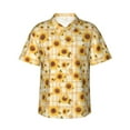 thumbnail image 1 of Fotbe Coffee Plaid Sunflower Camisa Hawaiana para Hombre Unisex – Camisa Casual de Verano con Botones de Manga Corta de Algodón y Lino,Small, 1 of 7