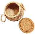 thumbnail image 4 of Woven Storage Basket With Lid For Organizing Sundries Square 15X15CM 1Pack, 4 of 4