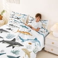 thumbnail image 4 of Manfei Cartoon Shark Fish Full Size Sheets for Boys, Ocean Animal Print Bed Sheets 4pcs, 1 Flat Sheet, 1 Fitted Sheet and 2 Pillowcases, 4 of 6