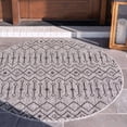 thumbnail image 1 of Unique Loom Trellis Collection Tribal Geometric Transitional Indoor and Outdoor Flatweave Round Rug, 4 Feet, Light Gray/Blue, 1 of 2