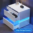 thumbnail image 6 of Dextrus High Gloss LED Nightstand, Acrylic Bedside Table with 3 Drawers for Bedroom, White, 6 of 10