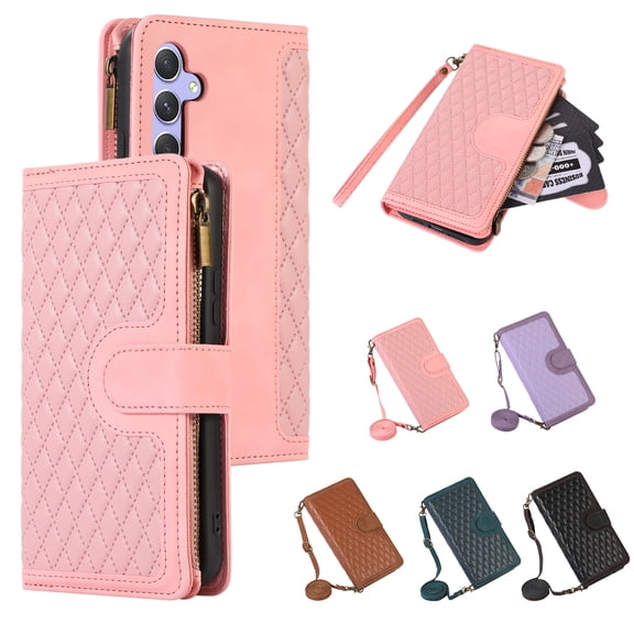 Allytech Samsung Galaxy S20 Plus Wallet Case, Luxury PU Leather Stand Magnetic Clasp Cover with Wristlet & Shoulder Strap & Card Slots, Zipper Pocket Shockproof Anti-Fall Protective Case, Pink