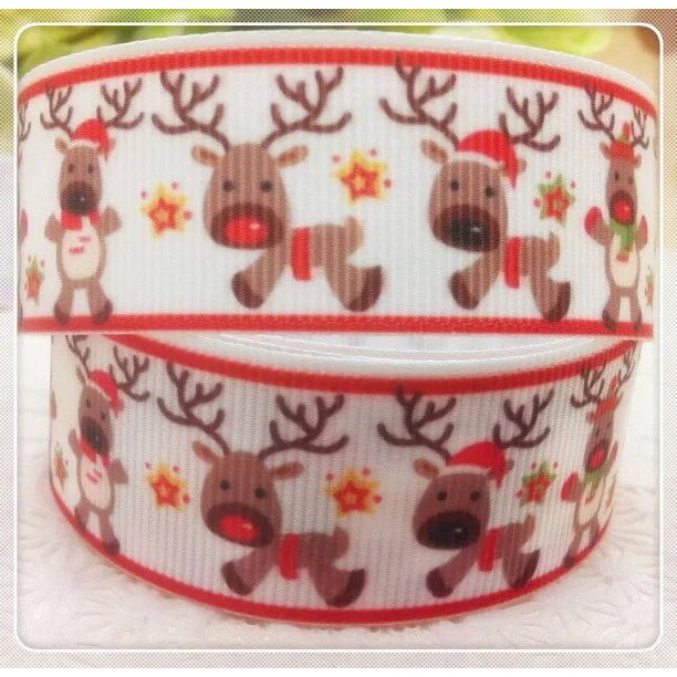 Recién llegado, cinta de grosgrain estampada con diseño navideño de ciervo de 1 ''y 25mm de ancho, cinta navideña para padre, Navidad, 10 yardas, envío gratis