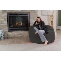 Chill Sack Bean Bag Chair, Memory Foam Lounger with Ultra Fur Cover, Kids, Adults, 4 ft, Grey
