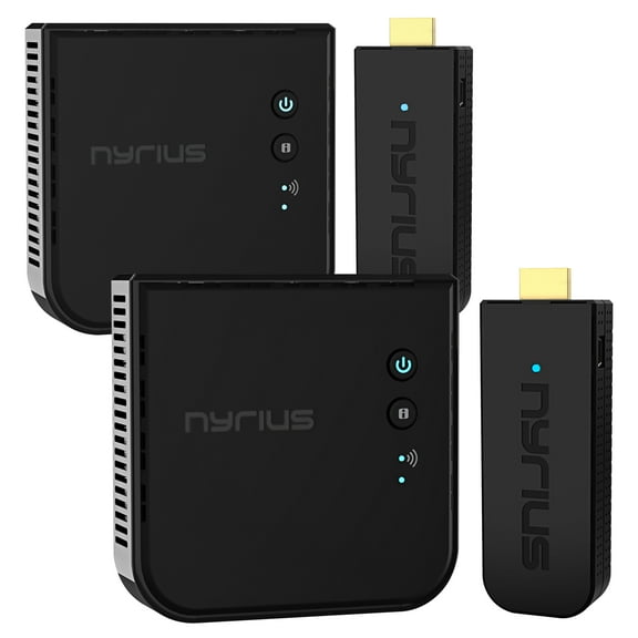 Nyrius ARIES Pro  Wireless HDMI Video Transmitter & Receiver to Stream 1080p Video up to 165ft from Laptop, PC, Cable Box, Game Console, DSLR Camera to a TV, Projector - 2 Pack