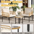 thumbnail image 3 of Studyset 3 Piece Wicker Patio Bistro Sets Outdoor Conversation Sets with Glass Top Side Table and 2 Modern Rattan Chairs,Patio Furniture Set,Space Saving for Apartment,Backyard,Porch,Balcony,Lawn, 3 of 6