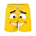 thumbnail image 4 of IWRICH Kids Boys Board Shorts Funny Face Frinted Elastic Drawstring Waist Swim Trunk Summer Casual Beach Bathing Suit,Size 1-14 Years 04-Yellow 110, 4 of 4