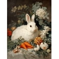 thumbnail image 1 of QISVANSET White Rabbit Carrots Floral Arrangement Canvas Wall Art 15.75x11.81 Inches, 1 of 5