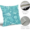 thumbnail image 5 of Summer Teal Pillow Covers 18x18 Inch Set of 2 Nautical Coastal Coral Starfish Seashell Throw Pillow Covers Beach Cotton Linen Square Cushion Case for Sofa Bed Couch Indoor Outdoor Home Decor, 5 of 6