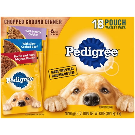 UPC: 0023100119304 | Pedigree Chopped Ground Dinner Wet Dog Food Variety Pack 3.5 oz Pouches (18 Pack)