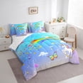 thumbnail image 3 of Homewish Cute Unicorn Animal Twin Bedding Sets 7-Piece for Kids, Kawaii Cartoon Butterfly Bedding Comforter Set, Glitter Rainbow Sheet Sets, Super Cozy Room Decor, 3 of 7