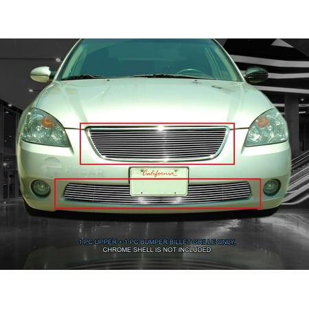 Nissan Altima Polished Billet Grille - Fedar Billet Grille Combo For 2002-2004 Nissan Altima