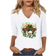thumbnail image 2 of St Patricks Day Shirt Women Lucky Clover Shamrock Saint Tshirt Graphic Tee Crewneck 3/4 Sleeve Plus Size Tops, White G 2XL, 2 of 4