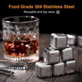 thumbnail image 2 of Reusable Stainless Steel Ice Cubes with Tongs - Chilling Stones for Whiskey - Food Safe Rocks - Fast Freeze - Cocktail/Whiskey Gifts, 2 of 5