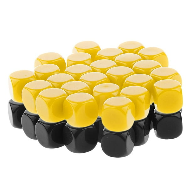 50 Piezas en de Seis Caras D6 Dados para RPG de Favores - Negro y Amarillo