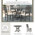 thumbnail image 5 of Retro Kitchen Dining Table Set for 4 People, 5 Piece Round Dining Table with 4 Fabric Chairs & Storage Shelf Gray, 5 of 5