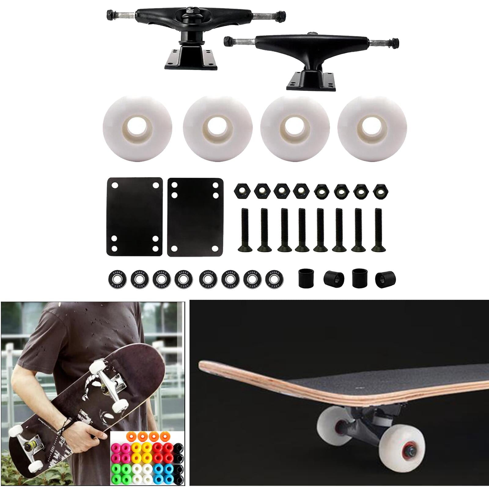BESIY Skateboard Trucks, Skateboard Bearings & Wheel Hardware Set with  Polished Skateboard Screws 1 and Practical Wrench (1)… (Aluminum Color)