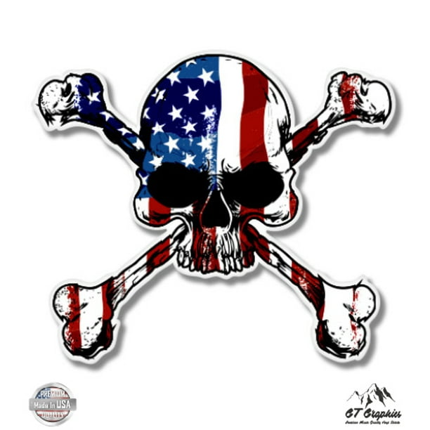 American Flag Skull With Crossbones 5 Vinyl Sticker For Car Laptop I Pad Waterproof Decal Walmart Com
