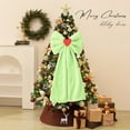 thumbnail image 2 of Christmas Large Plush Velvet Bow Big Green Decorative Bow with Long Tail Christmas Tree Topper Decoration Christmas Wreath Bows for Xmas, Winter, Home, Outdoor, Indoor, Party 21x10inch, 2 of 5