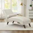 thumbnail image 2 of CQSXDA Chaise Lounge Chair with Bolster Pillow in Tech Fabric - Mid-Century Modern Curved Lounger for Living Room and Bedroom Use, Beige, 2 of 6