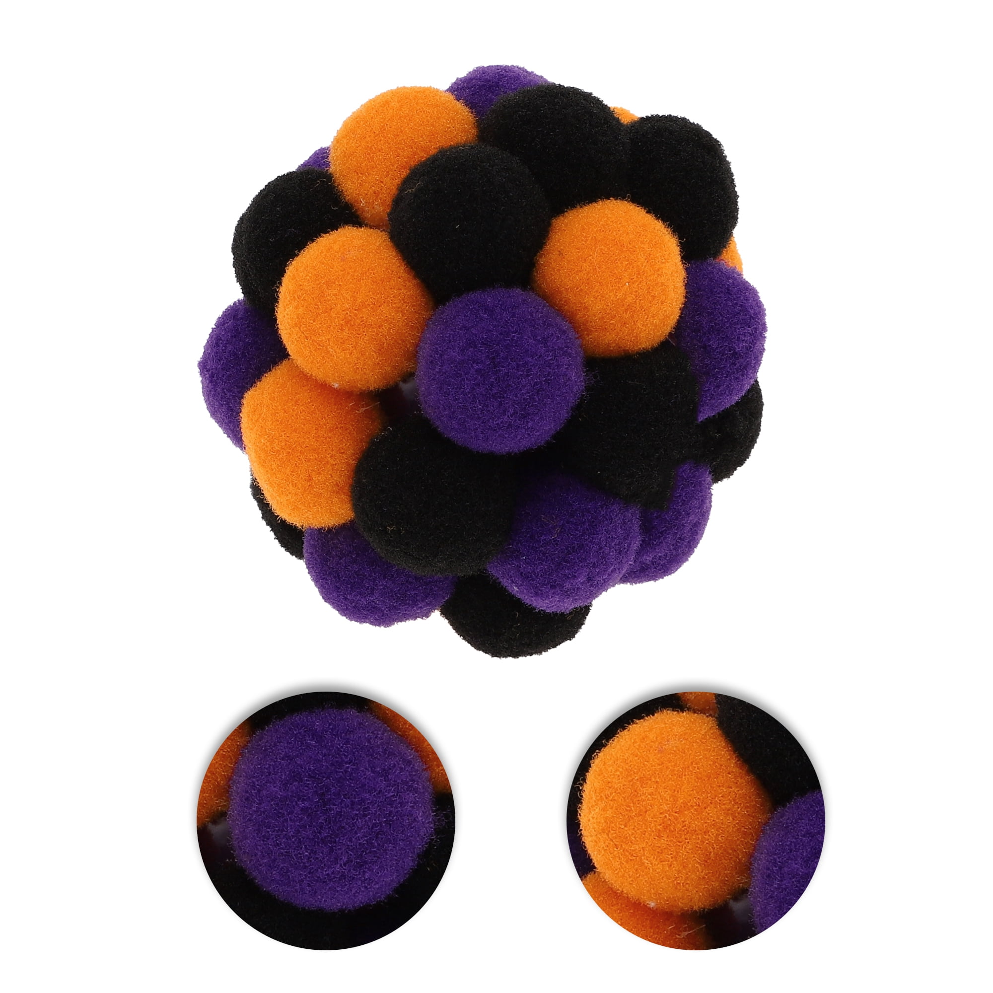 Unique Bargains Ball Shape Cat Teaser Toy with Bell Black and Orange 1 Piece