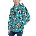 thumbnail image 2 of Xecao Skull Cat Pattern Zip Up Hoodies for Boys Girls, Sweatshirt with Pockets-Small, 2 of 6