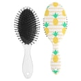 thumbnail image 2 of Summer Pineapple Hair Brush, Tropical Fruit Pattern Detangling Paddle Brush, Yellow Golden Print with Flowers, Comfortable Grip for Daily Use, 2 of 8