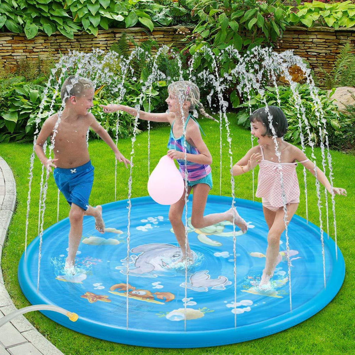 OOFAJ Kids Splash Pad Sprinkler,Splash Play Mat,Inflatable Water Spray Pad Round Water Splash Play Pool Playing Sprinkler Mat Yard Outdoor Fun Swimming Pools