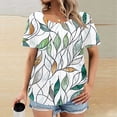 thumbnail image 1 of Plus Size Tops Womens Oversized Blouses Round Neck Short Sleeve Floral Printed Tops Loose Summer Flowy Shirts, 1 of 5