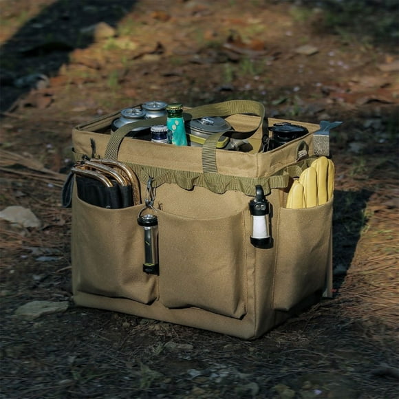 Tuitoonm Garden Tool Camping Bag Hard Bottom Outdoor Camping Folding Storage Box Multifunctional Storage Car Plastic Storage Box with Handle Toolbag Tool Tote For Camping Car Outdoor