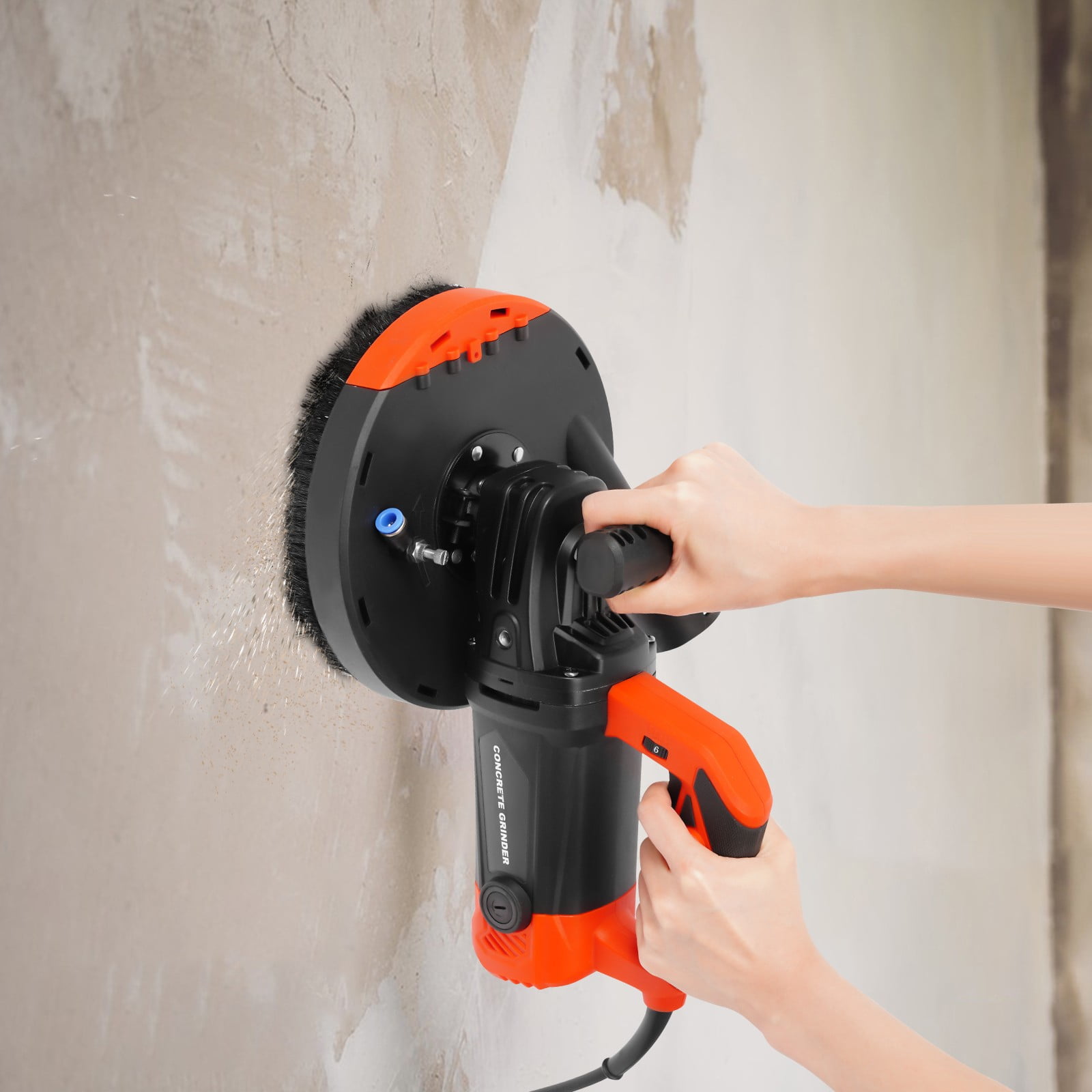 Concrete Surface Grinder, 7 inch - Angle Grinder Kit with Dust Extraction Shroud,2200W Pure Copper Motor 4800Rpm 6-Speed Adjustment for Grinding Cement Walls Floors Roofs Renovations
