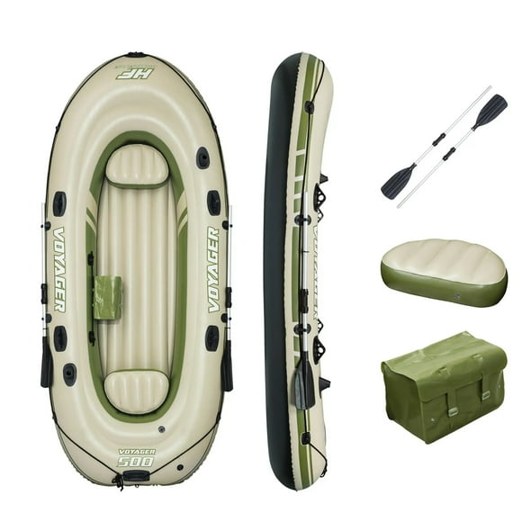 Bestway Hydro Force Voyager 500 Inflatable Lake Ocean Boat Raft Set w/ Oars