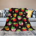 thumbnail image 2 of FUMJ  Pink Strawberry Blanket Cute Fruits Theme Flannel Throw Blankets Kawaii Plush Decor Cozy Bedding for Bed Couch Living Room Kids Girls Women Adults Gifts, 2 of 6