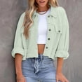 thumbnail image 2 of TYGHBN Womens Western Jacket Womens Casual Cropped Jackets Button Down Long Sleeve Shirts Jacket with Pockets Casual Jackets for Women for Winter Fuzzy Zip up Hoodie Women Knit Sweatshirt Band Tees, 2 of 5