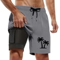 thumbnail image 4 of ibiyuan Men Swim Trunks Long with Mesh Liner Quickdry Bathing Suit Drawstring Beach Board Shorts Pockets Soft Funny Print Beach Swimwear,G-Grey, 4 of 4
