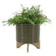 thumbnail image 3 of Sagebrook Home Ceramic 10" Textured Planter with Stand, Olive, 3 of 6