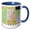 Blue/White, variant on 3drose, Image of Topographic Map of Vermont with Flag, 11oz Two-tone Yellow Mug