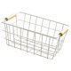 thumbnail image 5 of Cesta de alambre para almacenamiento con asa de madera, ideal como regalo de inauguración de la casa, decoración rústica para picnic. Blanco L, 5 of 9