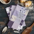 thumbnail image 6 of Spring Floral Kitchen Towels Set of 2, Water Absorbent Dish Towel, Dark Purple Flowers Patchwork Grid Bohemia Decorative Hand Towels - Quick Drying Cloth for Cooking Baking, 18x28 Inch, 6 of 8