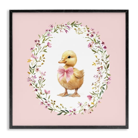 Stupell Industries Farmhouse Blush Pink Duckling Black Framed Giclee Art, 12 x 12, by Christine Simpson Art