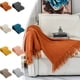 thumbnail image 1 of Manta acrílica con flecos | Manta de punto suave y acogedora para sofá y sofá | Manta de aire acondicionado ligera y transpirable | Manta de siesta versátil decorativa | 67,7 x 50 pulgadas, 1 of 7