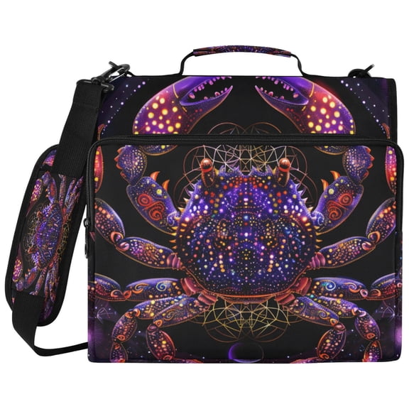 ALAZA Zipper Binder Glitter Crab Pattern 2 inch 3 Ring 500 Sheet Capacity Trapper Keeper File Folder Organizer Bag
